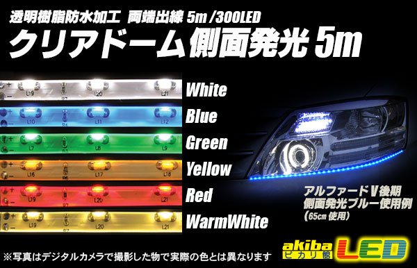 画像1: 5m側面発光クリアドームテープLED (1)