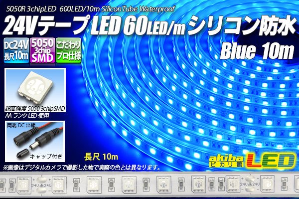 画像1: 24VテープLED60LED/mシリコン防水 青色 10m (1)