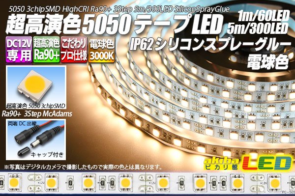 画像1: SSG Ra90+ 5050テープLED 60LED/m 3000K 1-5m (1)