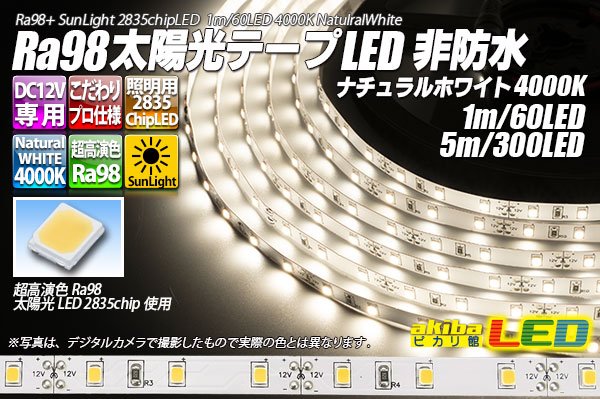 画像1: Ra98 太陽光テープLED 非防水 60LED/m 1-5m (1)