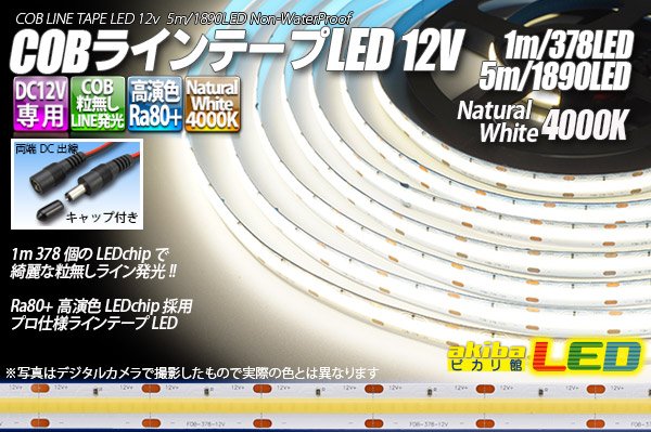 画像1: COBラインテープLED 12V 4000K 1m-5m 高演色Ra80+ (1)