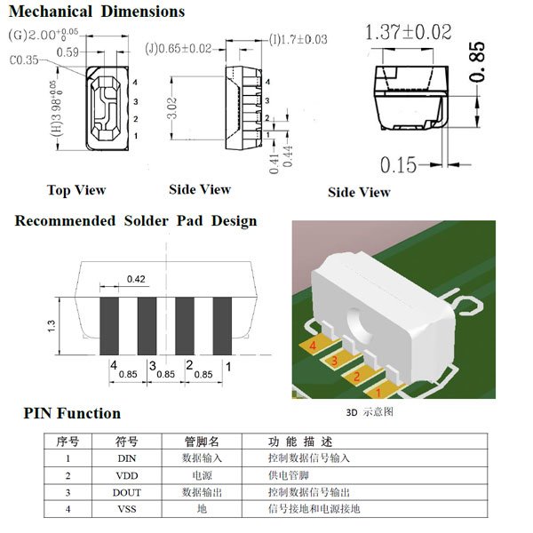 画像3: WS2812B-4020 NeoPixel RGB WorldSsemi (3)