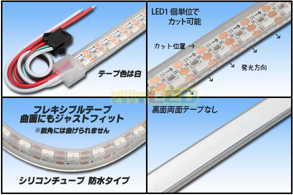 画像2: 側面発光 4020NeoPixel MiniテープLED シリコン防水 1m/120LED (2)