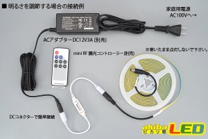 新品　LEDテープライト 5m x 2本 AC-DCコンバータセット 5mm COBラインテープLED 5m/2000LED 昼光色 6000K - akibaLED ピカリ館
