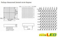 画像1: 8x8ドットマトリクスLED 32mm角 青色