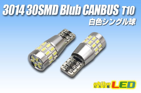 画像1: Canbus 3014 30SMD T10バルブ 白色 (1)