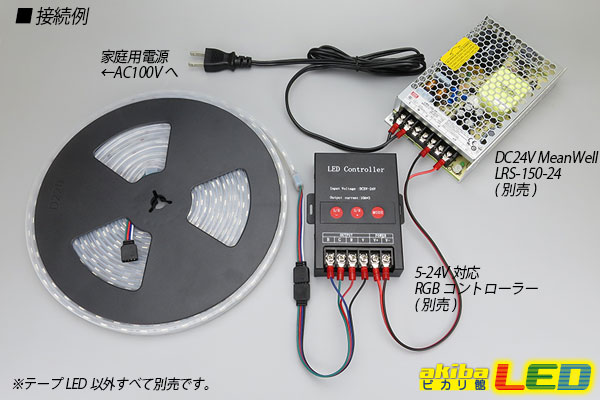 24VテープLED60LED/mシリコン防水 RGB 10m - akibaLED ピカリ館